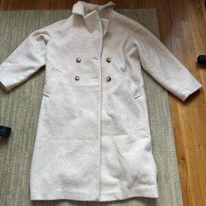 ASOS Cream Long Fleece Coat
